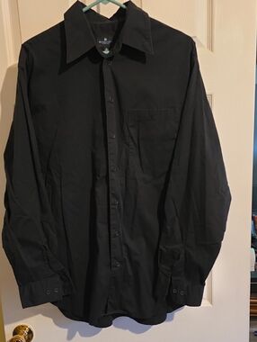 Reaction Kenneth Cole Black Long Sleeve Casual Button-Down Shirt